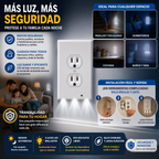 Enchufe Doble Inteligente con Luz Nocturna LED Automática – Seguridad y Comodidad para tu Hogar