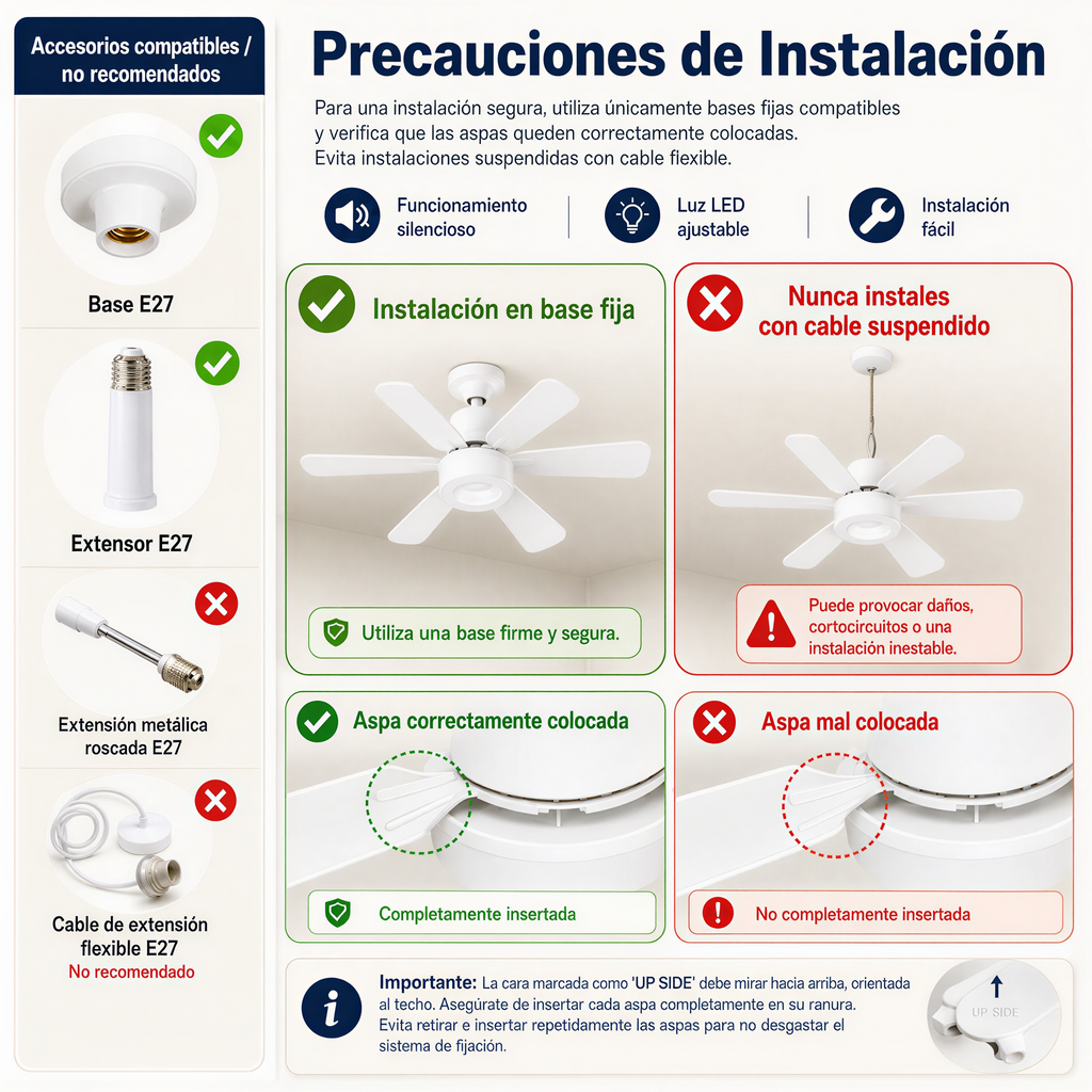 Ventilador de Techo con Luz LED Inteligente – Silencioso, Regulable, con Control Remoto e Instalación Fácil para tu Hogar
