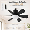 Ventilador de Techo con Luz LED Inteligente – Silencioso, Regulable, con Control Remoto e Instalación Fácil para tu Hogar