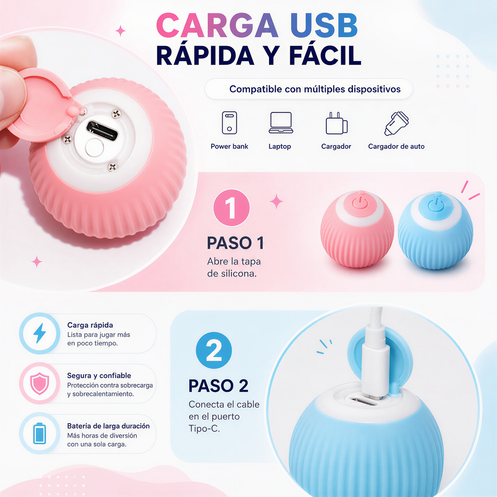 Smart Rolling Cat Ball™ | Pelota Interactiva Inteligente para Gatos con Movimiento Automático
