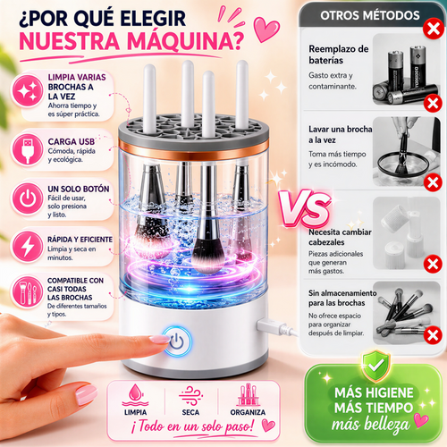 Limpiador Eléctrico de Brochas de Maquillaje USB | Limpieza Automática 7000RPM Compatible con Todas las Brochas
