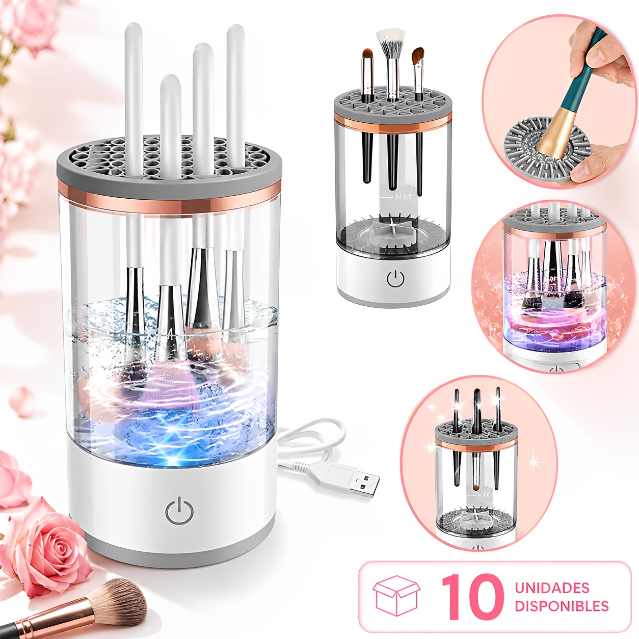 Limpiador Eléctrico de Brochas de Maquillaje USB | Limpieza Automática 7000RPM Compatible con Todas las Brochas