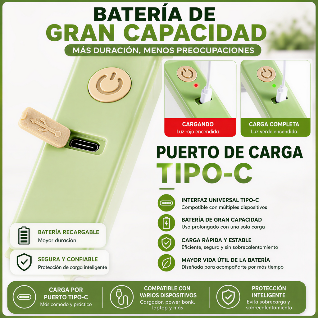 Picadora Eléctrica Multifuncional Recargable USB | Tritura Ajo, Cebolla, Chiles y Vegetales en Segundos