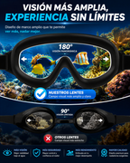 Gafas de Natación Antivaho con Visión Panorámica 180° y Protección UV | Ajuste Antifugas