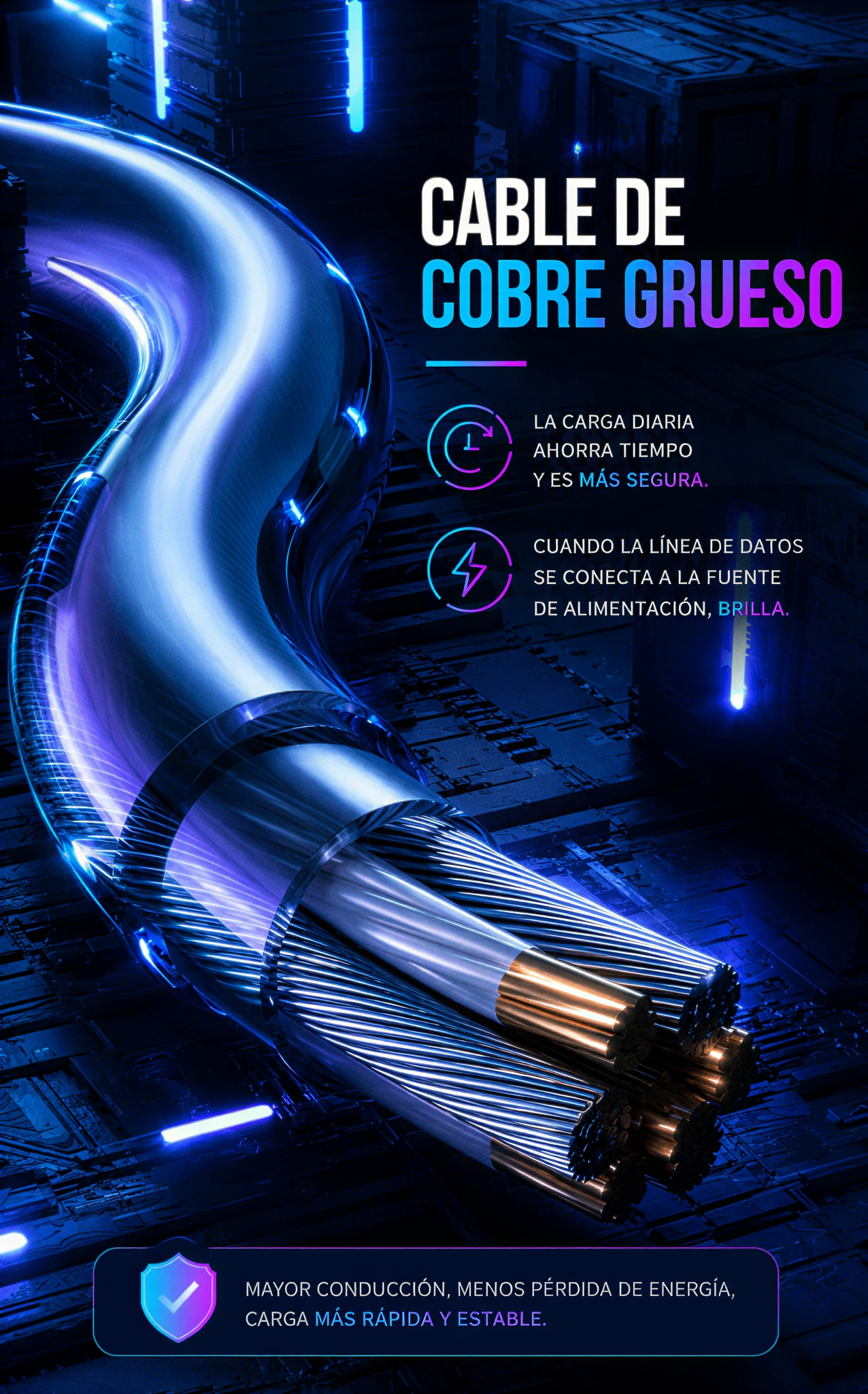 GlowCharge™ Pro – Cable LED de Carga Rápida 5A con Flujo de Luz Inteligente