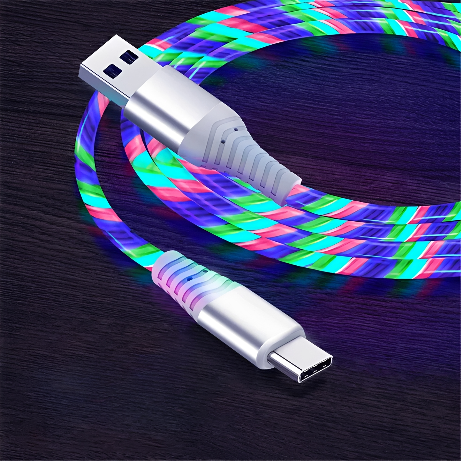 GlowCharge™ Pro – Cable LED de Carga Rápida 5A con Flujo de Luz Inteligente
