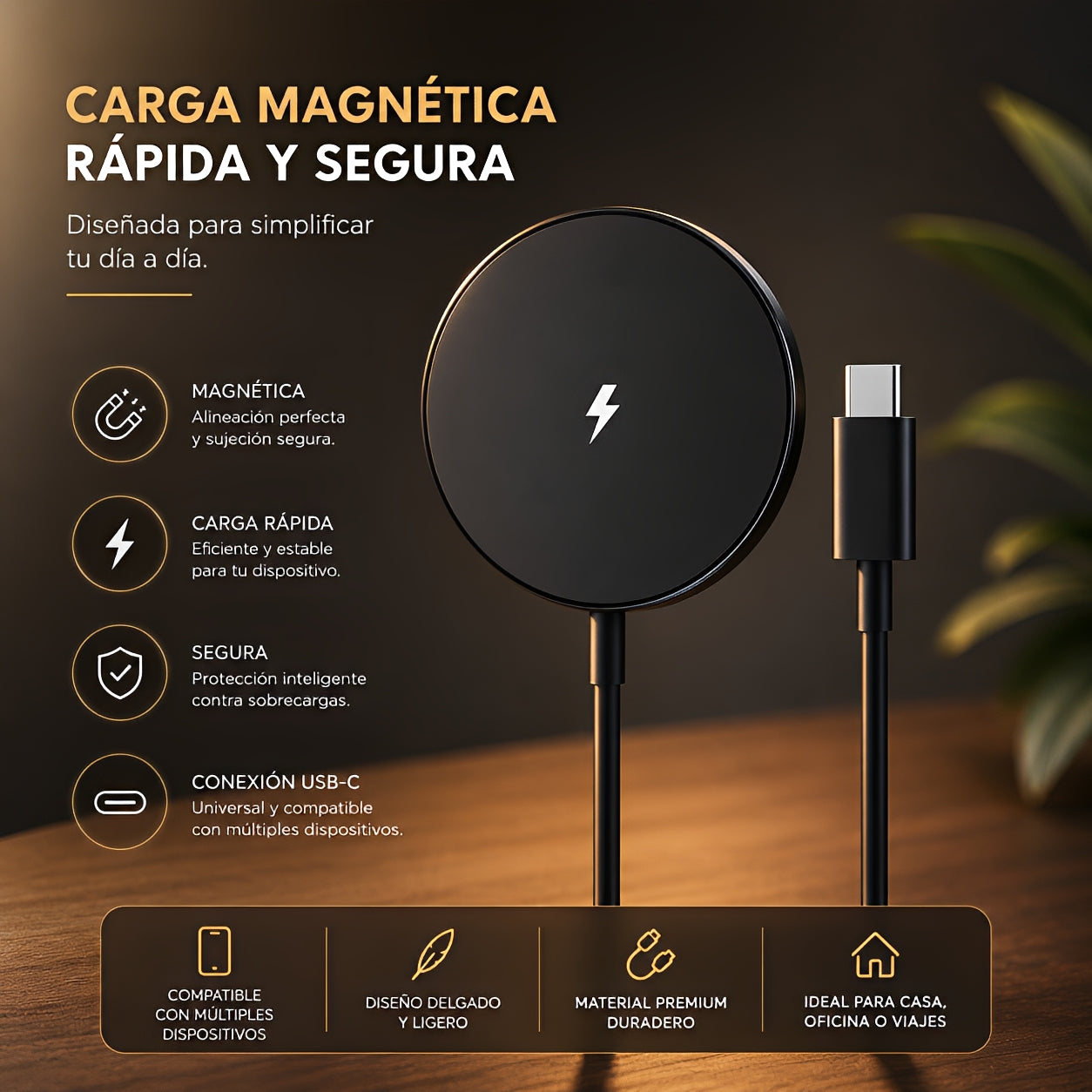 Cargador inalámbrico magnético ultradelgado